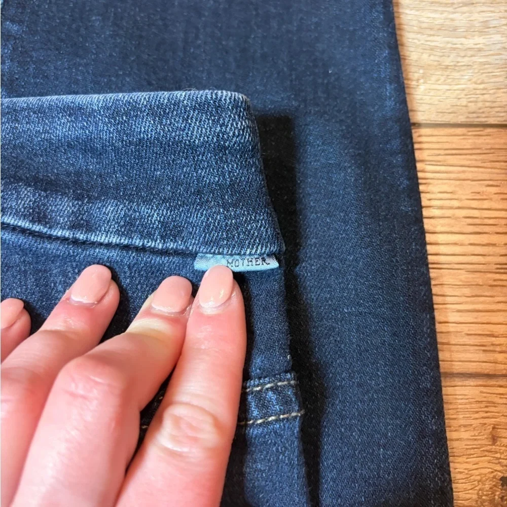Mother high-waisted Soft Stretch Skinny jeans Looker Ankle Fray Dark-Wash - Picture 12 of 12